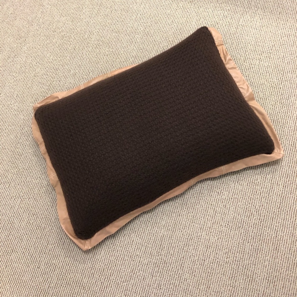Cashmere and Leather Trim Decorative Pillow